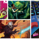 Clockwise from left: Dungeons & Dragons vs. Rick & Morty, Arkham Horror: The Card Game, Space Invaders: The Board Game, Baldur’s Gate: Descent Into Avernus.